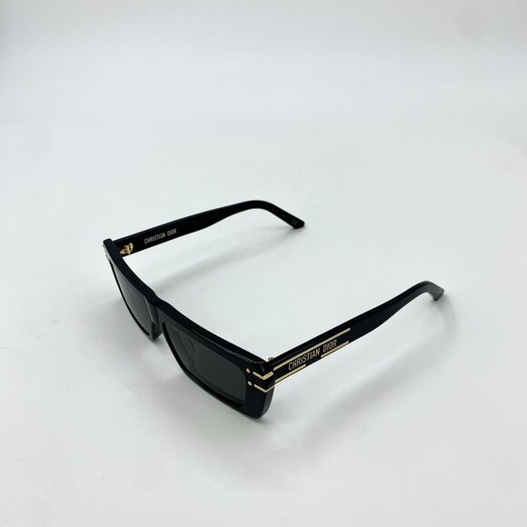 Christian Dior Black & Gold Rectangular Sunglasses With Case - Picture 1 of 8